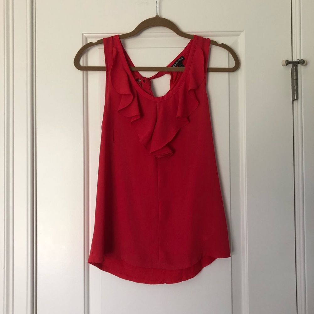 EXPRESS Ruffled Top with Self Tie in Back